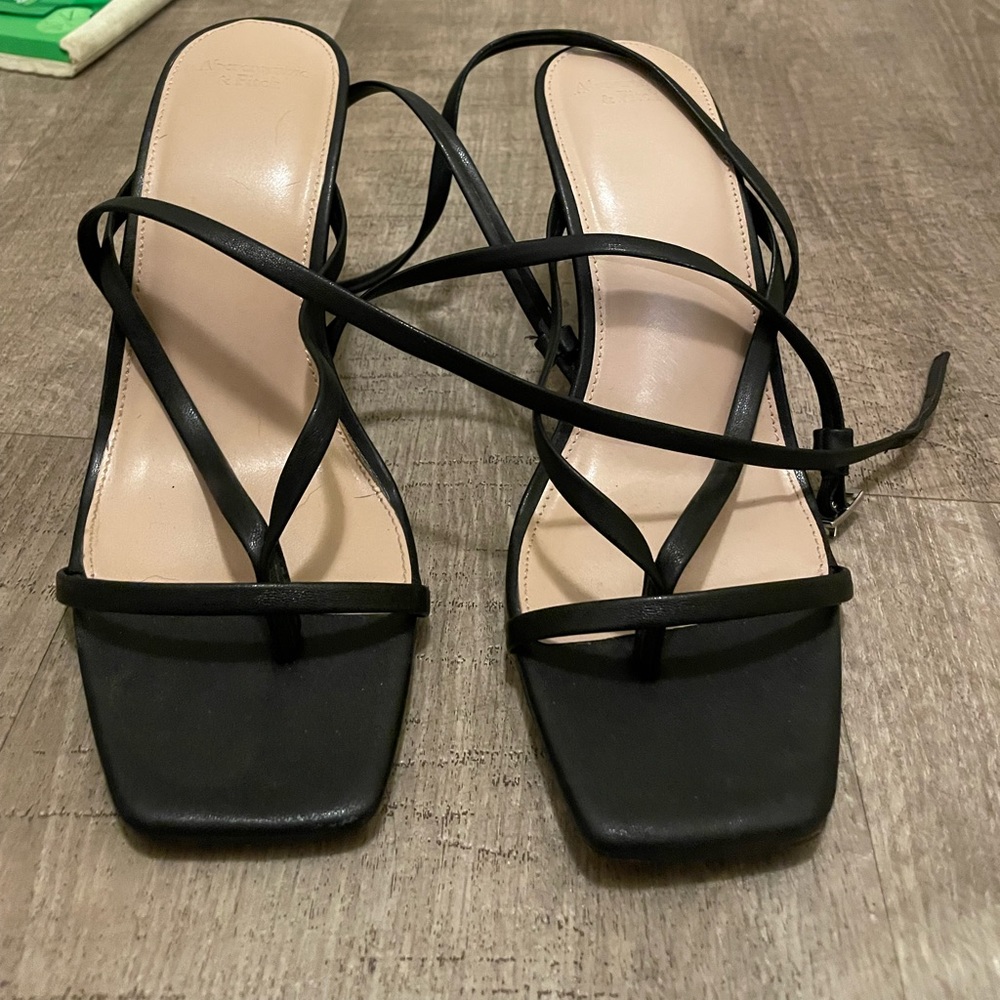 Black strap heels
